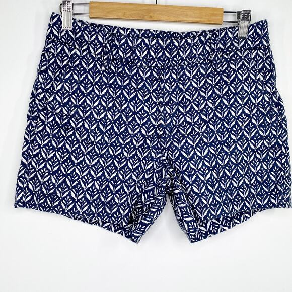 Level 99 Womens Linen Blend Shorts Size 27 Blue Printed Summer Casual Mid Rise - Picture 1 of 9